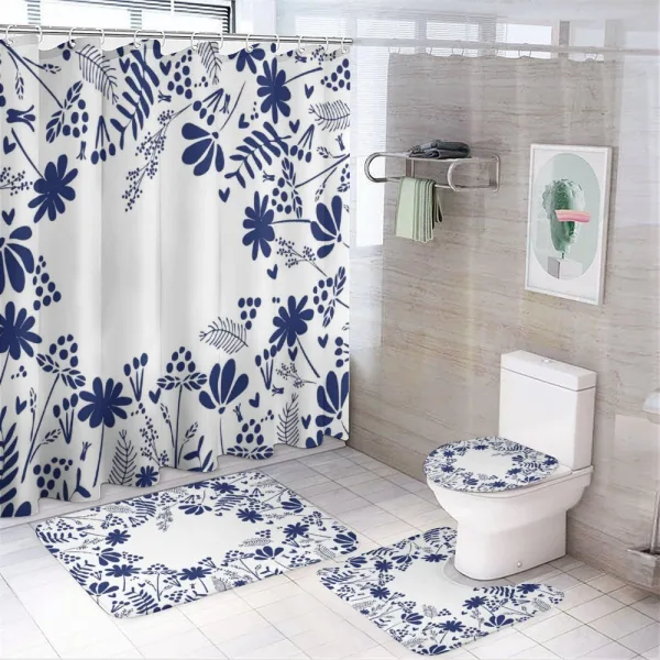 Botanic Flowers Leaves on a shower curtain