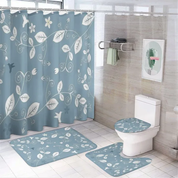 Buds Blossoms Leaves Ivy on a shower curtain