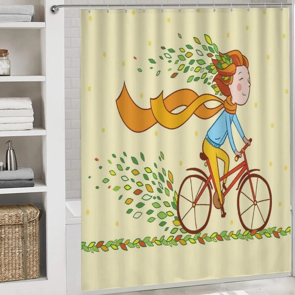 Girl Bike Autumn Leaves — Detail 4