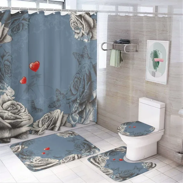 Grunge Rose Petal Heart on a shower curtain