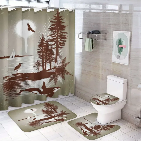 Grunge Whale Maritime on a shower curtain