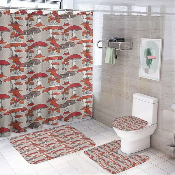 Jungle Fall Mushrooms on a shower curtain