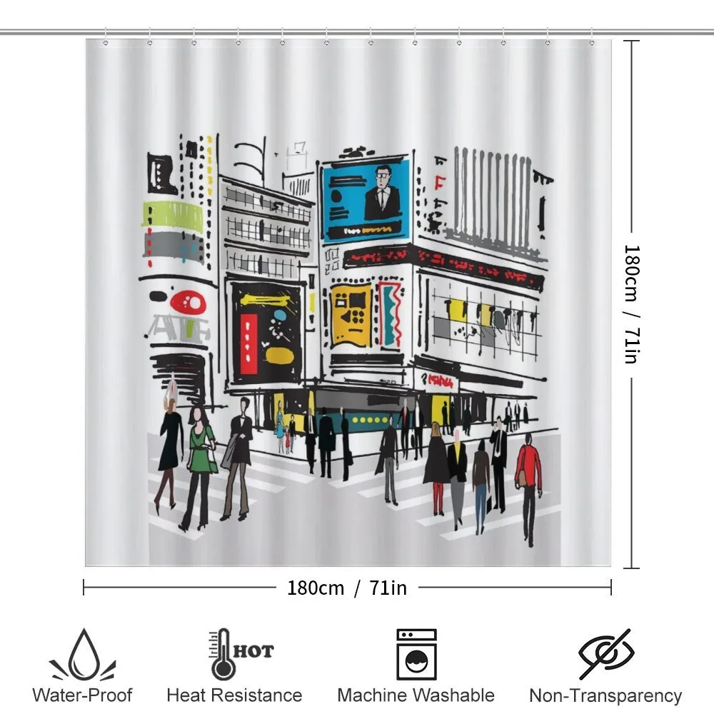 Pedestrians and Busy City — Detail 2