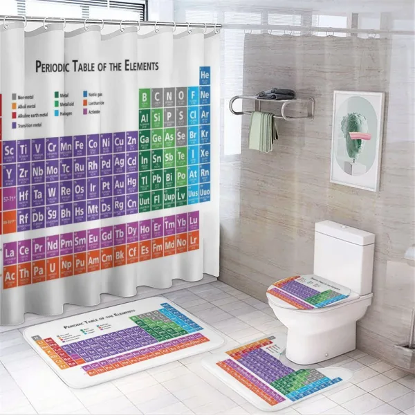 Periodic Table Elements on a shower curtain