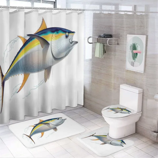 Realistic Yellowfin Tuna on a shower curtain