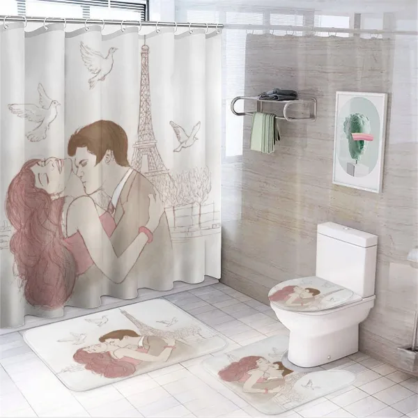 Romantic Man and Woman on a shower curtain