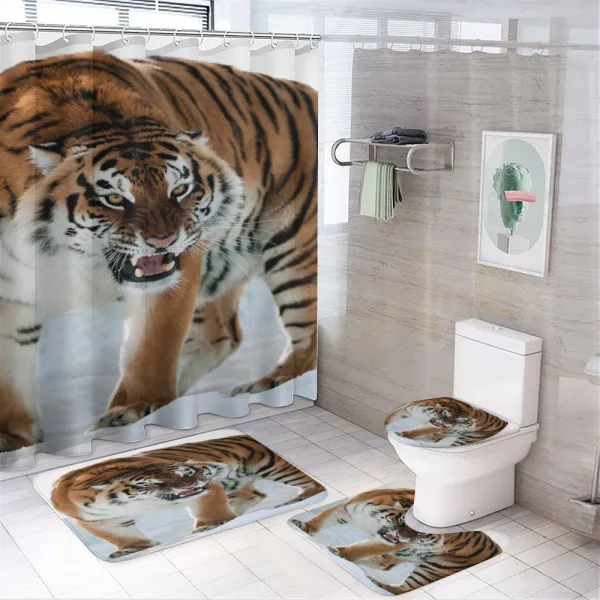 Siberian Predator Feline on a shower curtain