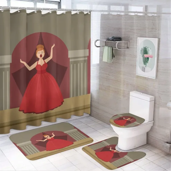 Singing Woman Formal Clothes on a shower curtain
