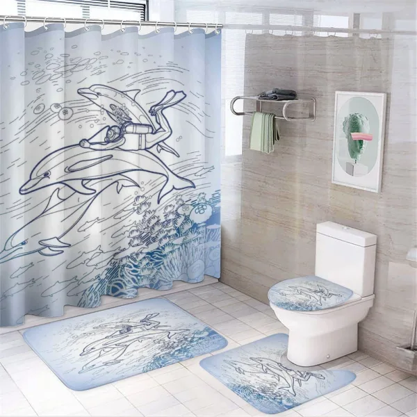 Sketch Scuba Diver on a shower curtain