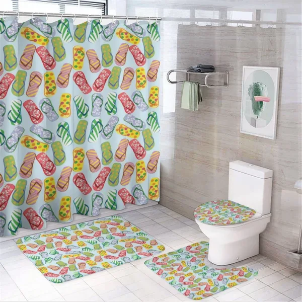 Slippers on a shower curtain