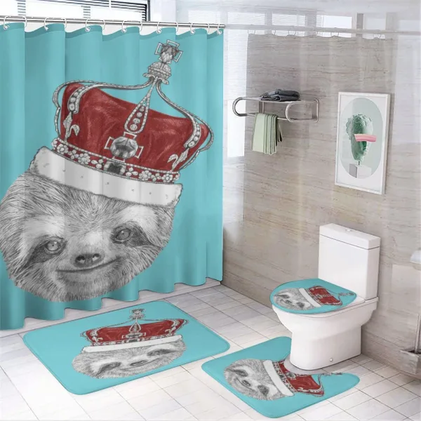 Sloth with Imperial Crown on a shower curtain