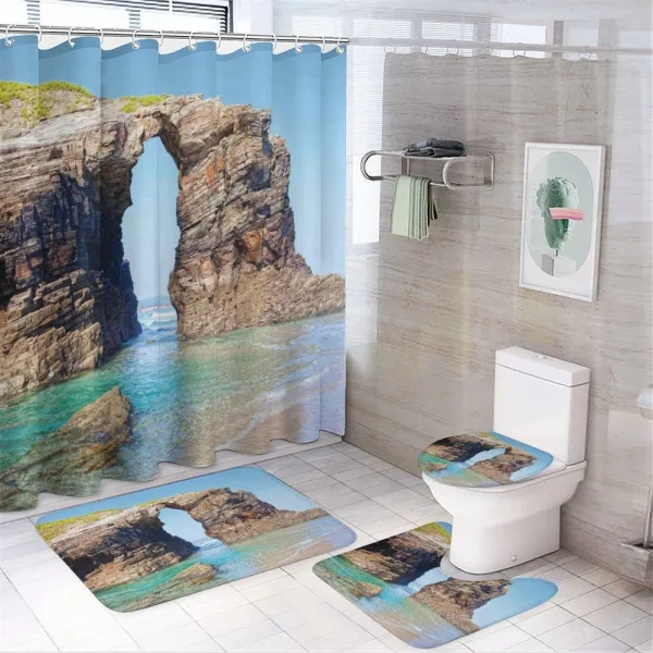 Spanish Seacoast Scenery on a shower curtain
