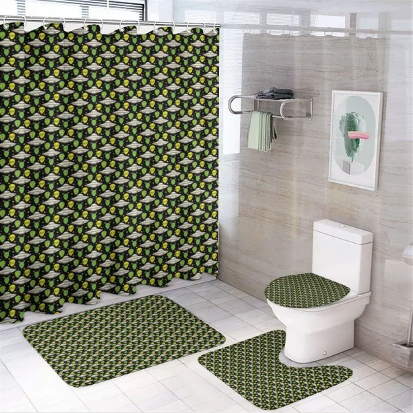 UFO Portrait Space Crafts on a shower curtain