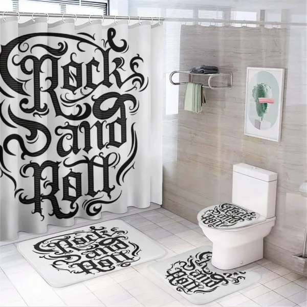 Vintage Rock 'n' Roll on a shower curtain
