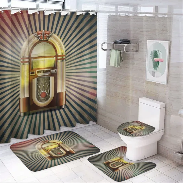 Antique Radio Music Box on a shower curtain
