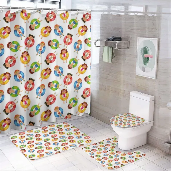 Children in Pool Summer on a shower curtain