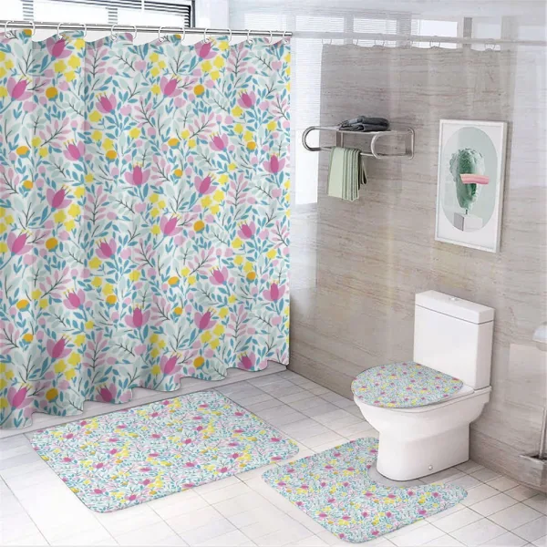 Flowers in Bloom and Buds on a shower curtain
