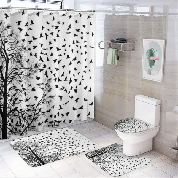 Flying Birds Tree on a shower curtain