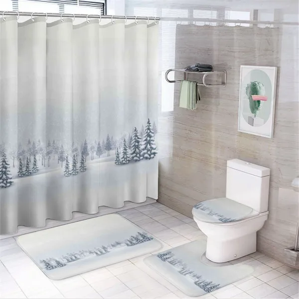 Foggy Weather Trees on a shower curtain