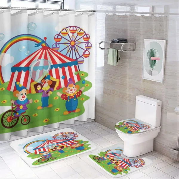 Fun Circus Scene Clowns on a shower curtain