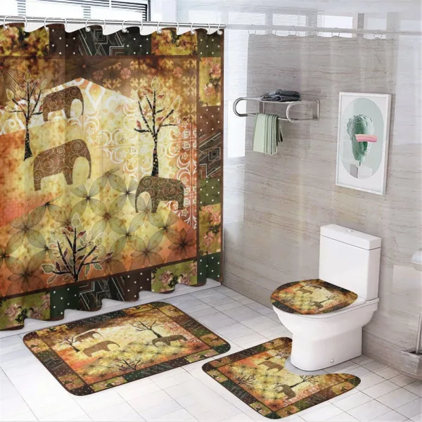 Grunge Elephants Roses on a shower curtain
