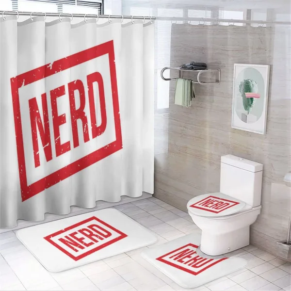 Nerd Wording Grunge Style on a shower curtain