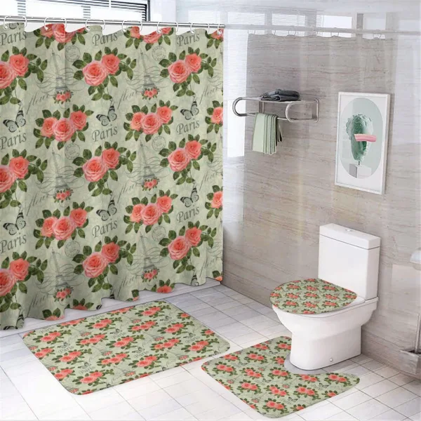 Paris Themed Flowers on a shower curtain