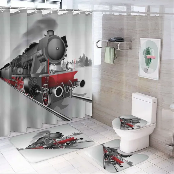 Railway Train Art on a shower curtain