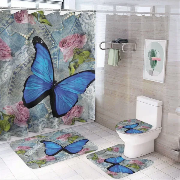 Roses Pearls and Butterly on a shower curtain
