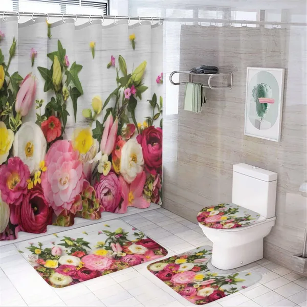 Rustic Home Rose Flowers on a shower curtain