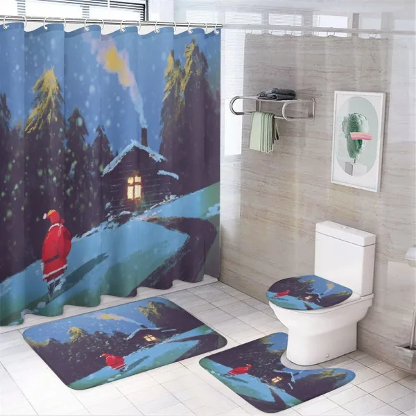 Santa Claus in Mountain on a shower curtain