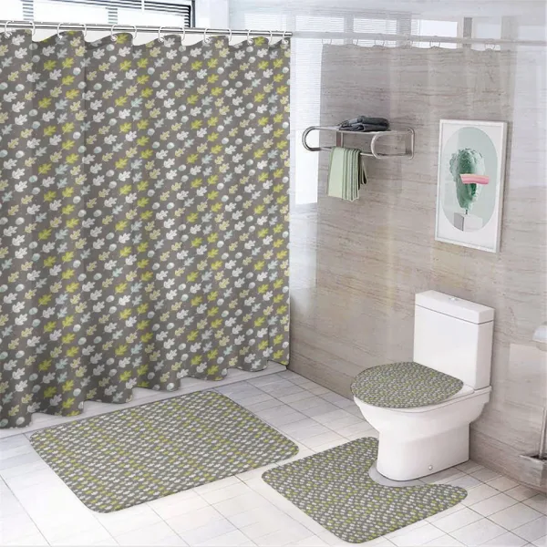 Simplistic Flat Art Flora on a shower curtain