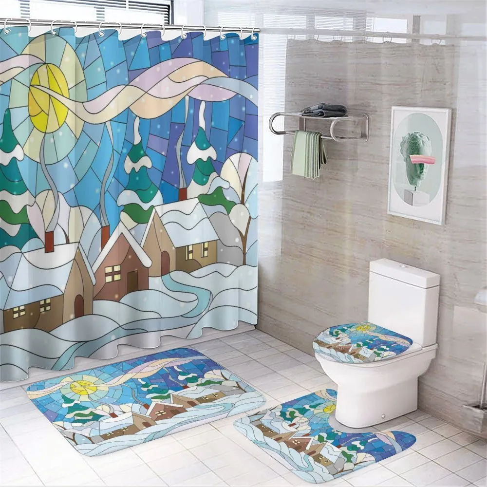 Stained Glass Snowy Village — Your design