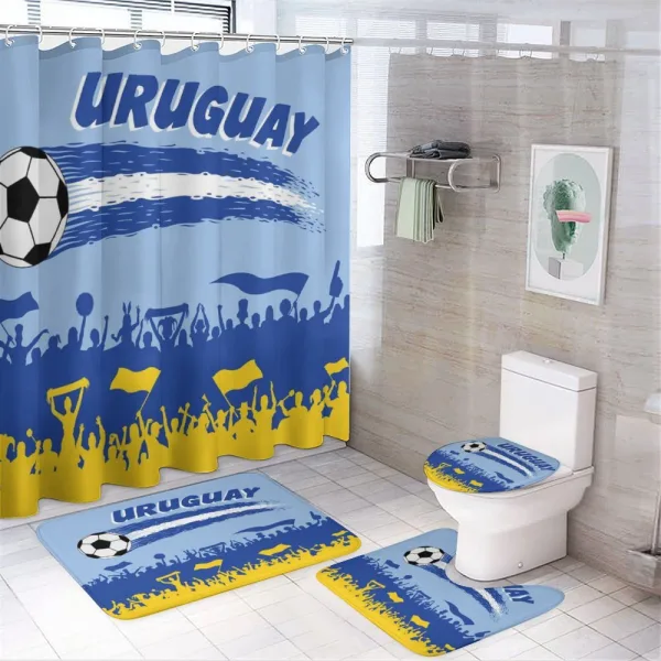 Supporters and Soccer Ball on a shower curtain