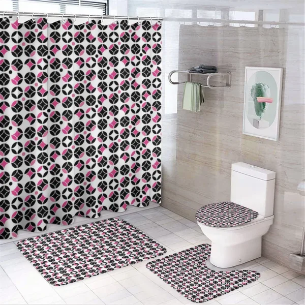 Vintage Circle Shapes on a shower curtain