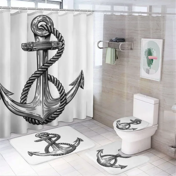 Vintage Sketch Rope on a shower curtain