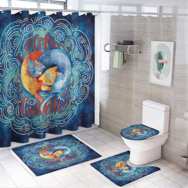 2 Cats Hugging Dreamy on a shower curtain