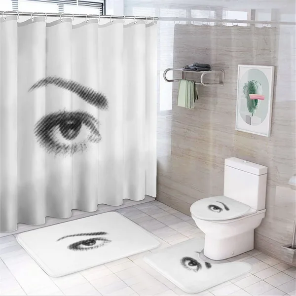 3D Style Retro Dotted on a shower curtain