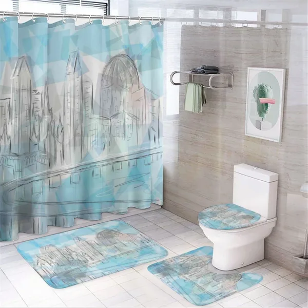 Abstract City Silhouette on a shower curtain