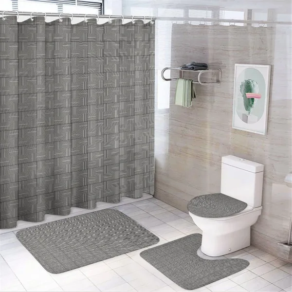 Art Forming Square Frames on a shower curtain