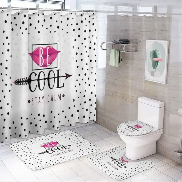 Be Cool Stay Calm Lips Arrow on a shower curtain