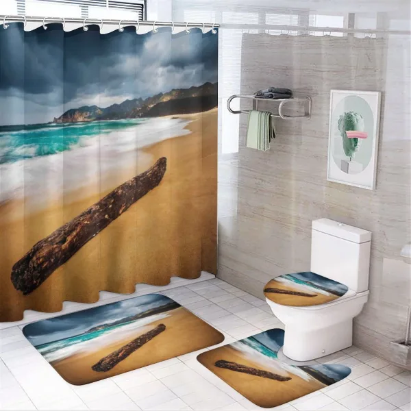 Beach with Stormy Weather on a shower curtain