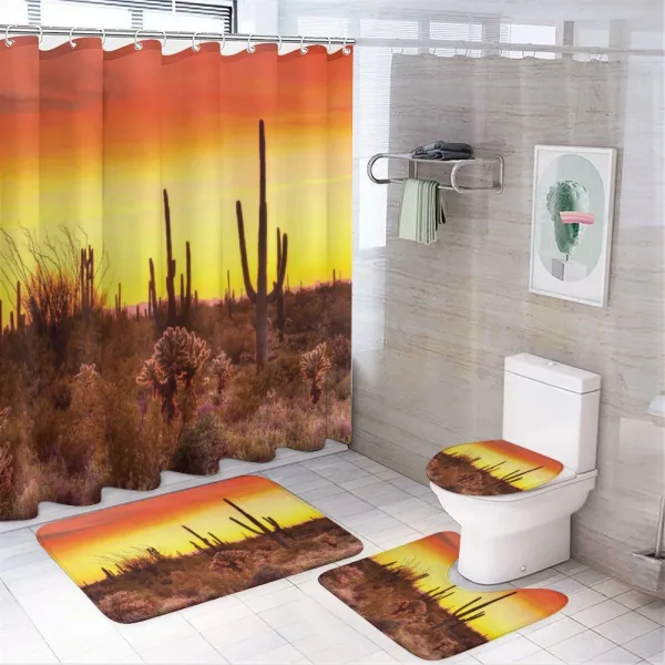 Cactus and Weeds Land on a shower curtain
