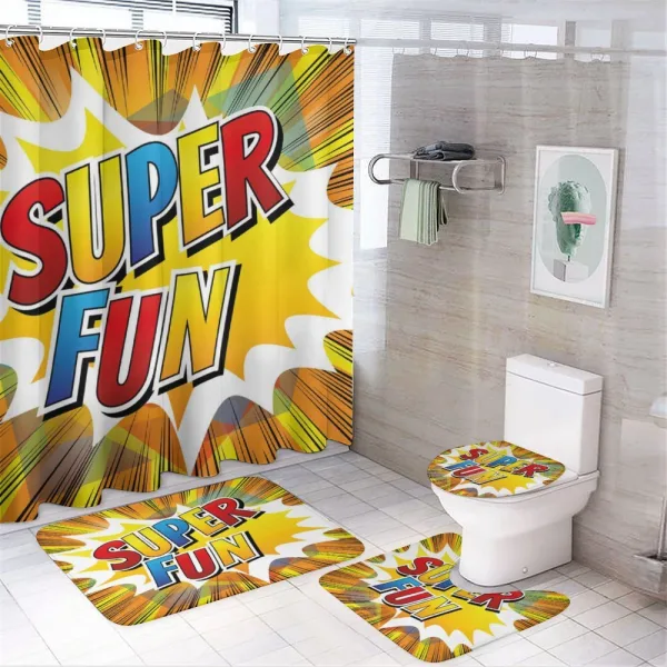 Comic Book Words Cartoon on a shower curtain