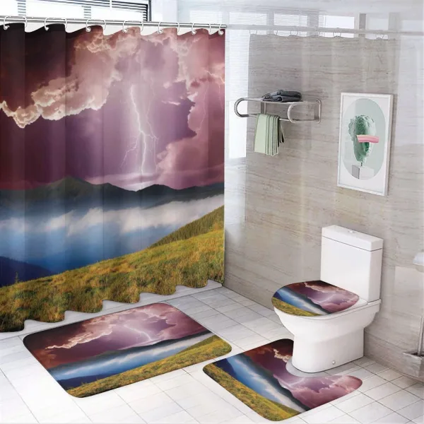 Earth Storm Rays Rural on a shower curtain