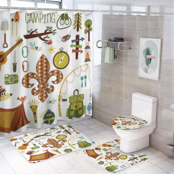 Fleur de Lis Guitar Bonfire on a shower curtain