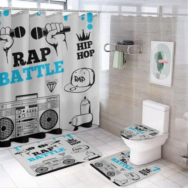 Freestyle Rap Duel on a shower curtain