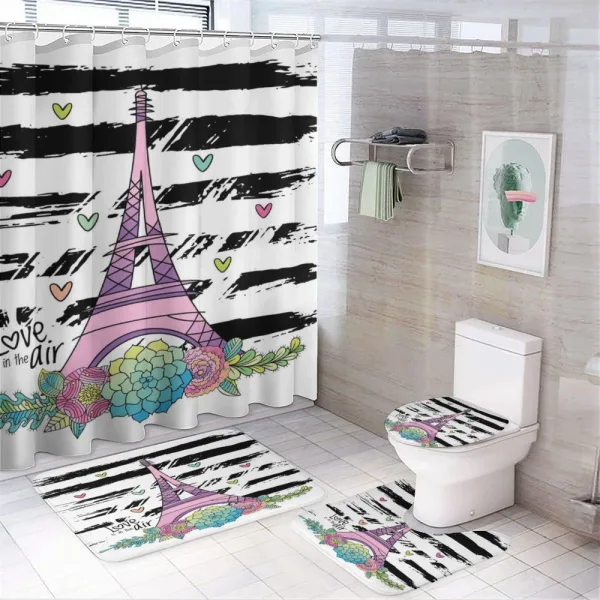 Hand Drawn Eiffel Tower on a shower curtain