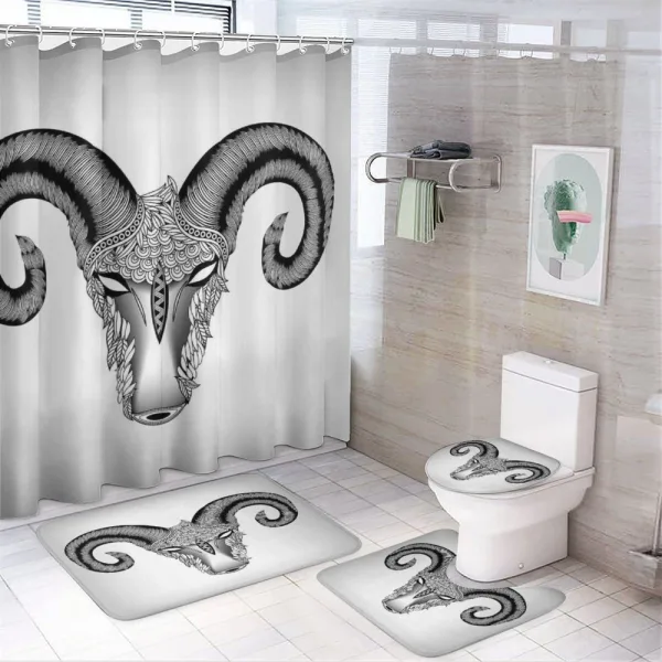 Head of Aries Art on a shower curtain