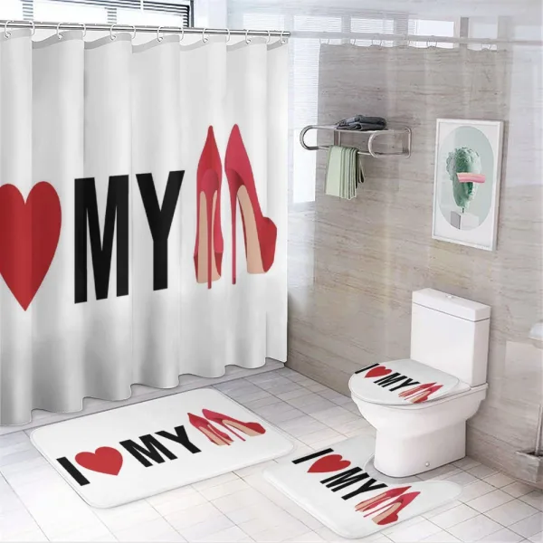 I Love My Shoes Heart on a shower curtain